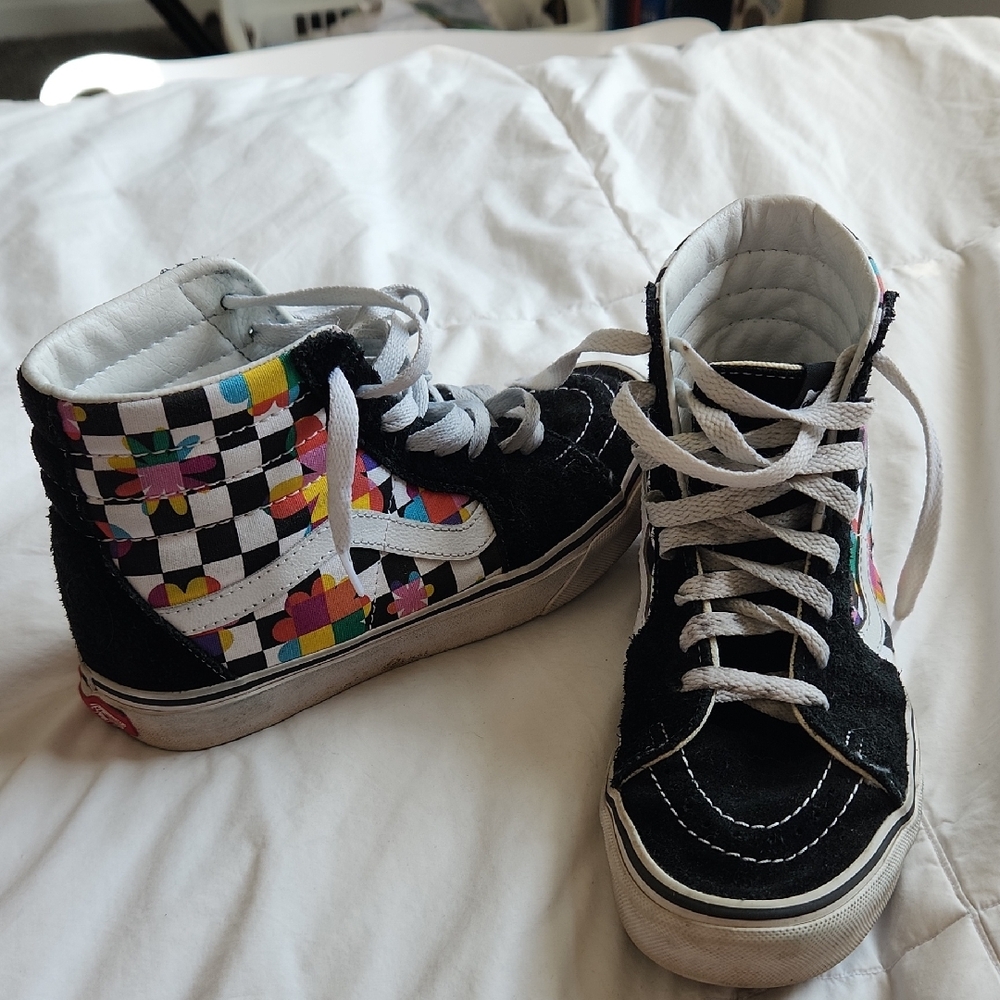 Colorful Checkered High-Top Womens Vans